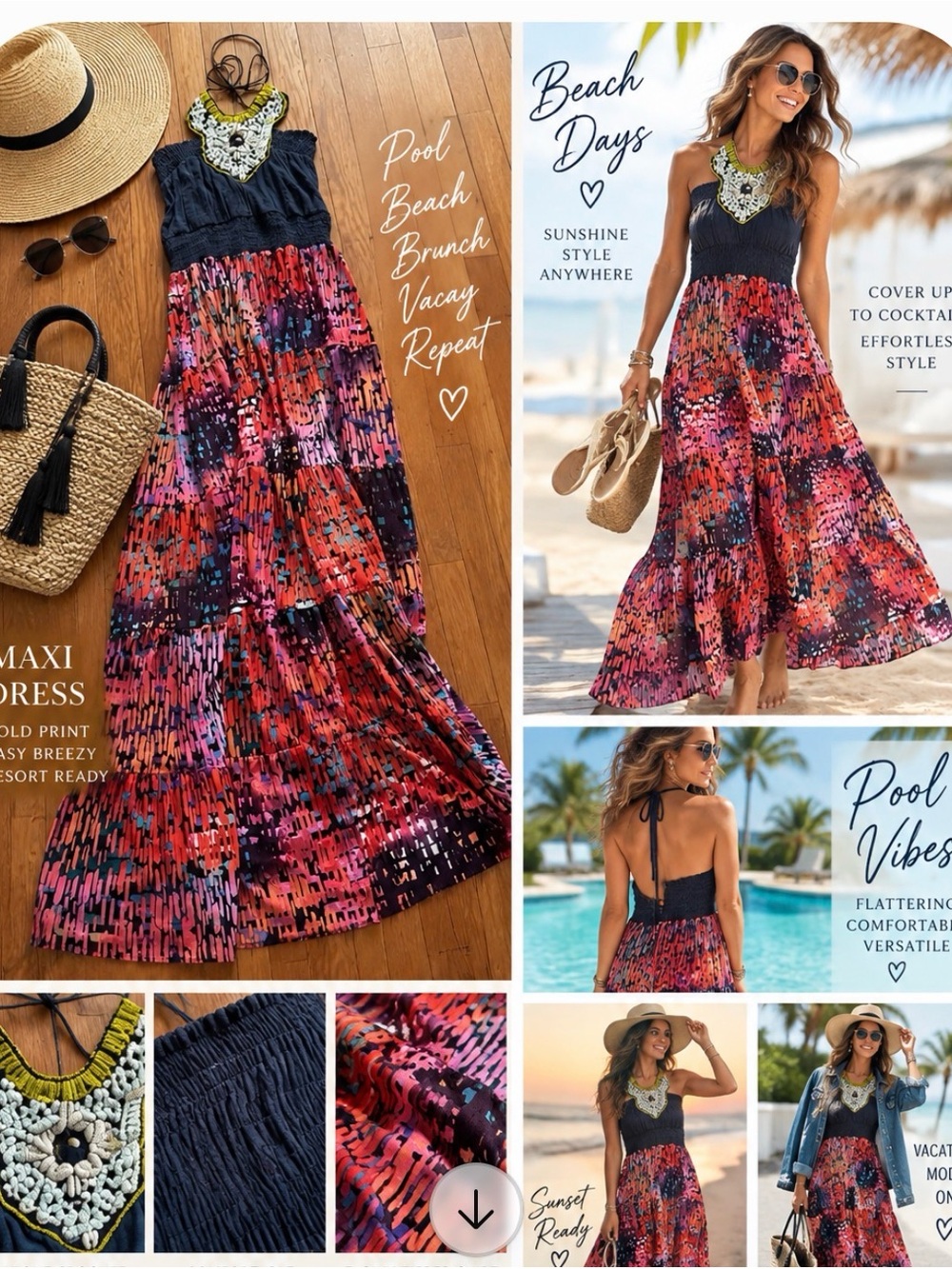 Navy Resort chic Dress with Beaded Shell Detail - Nordstrom